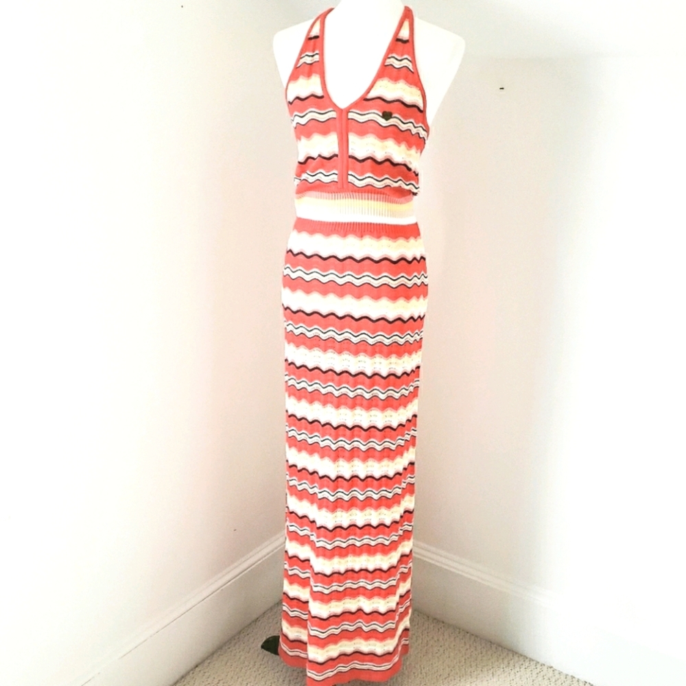 Apple Bottoms Maxi Dress Stripe Pointelle Knit Y2K VTG